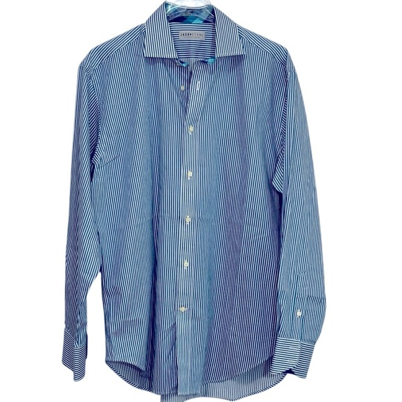 JACK STONE BY THOMAS DEAN - NWOT - SIZE MEDIUM - BRIGHT BLUE & WHITE STRIPED B9 - Picture 1 of 10